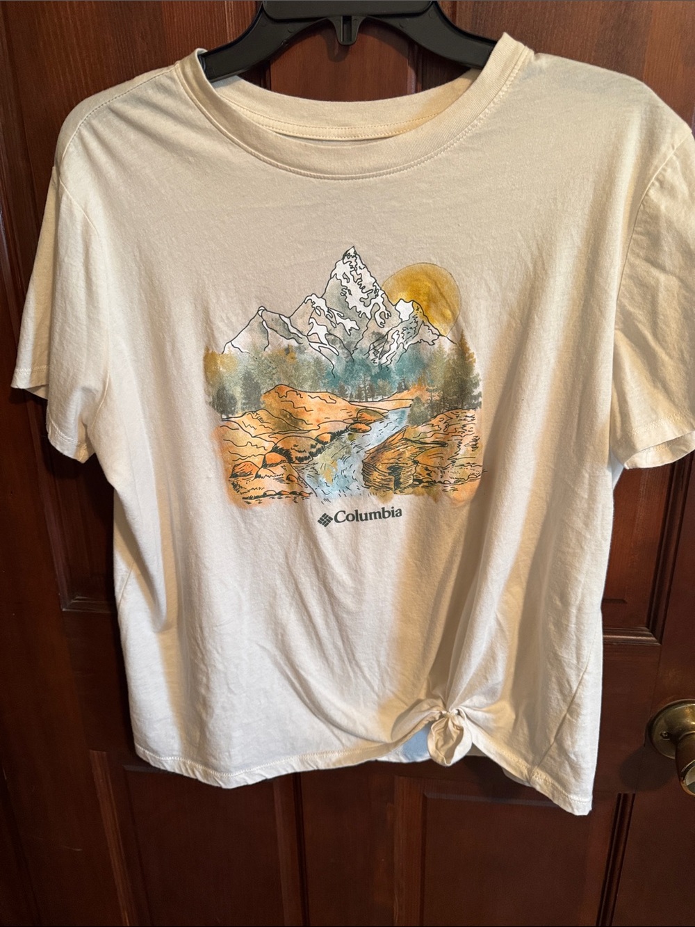 Columbia Cream Tee with Subtle Gray Logo Print